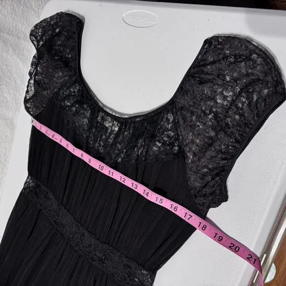 Vtg 40s 50s Barbizon Nightgown Lingerie Slip 18 Misses Black Sheer Slip Dress