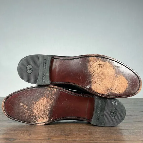 VTG 60s Stacy Adams Oxfords Mens 12D Black Goat Skin Leather Cap Toe Dress‎ Shoe