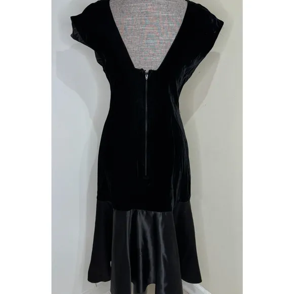 VTG 70s Fredericks of Hollywood Slip Dress 7/8 Midi Satin Velvet Studded Disco