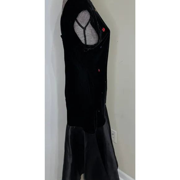 VTG 70s Fredericks of Hollywood Slip Dress 7/8 Midi Satin Velvet Studded Disco