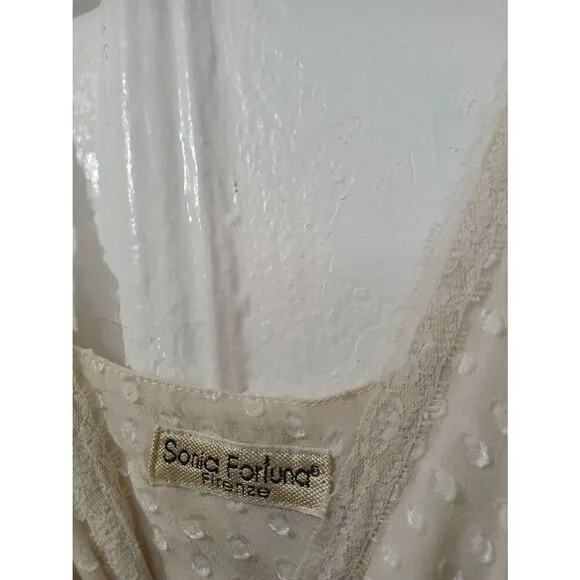 Vtg 90's Sonia forluna women small babyoll peplum 100% silk slip dress cream