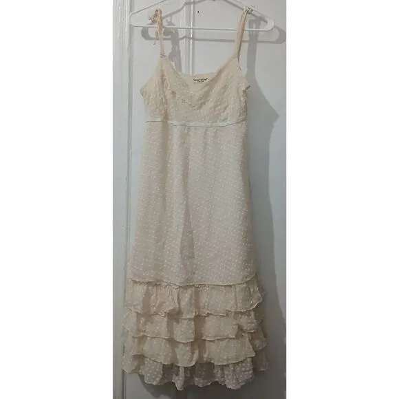 Vtg 90's Sonia forluna women small babyoll peplum 100% silk slip dress cream