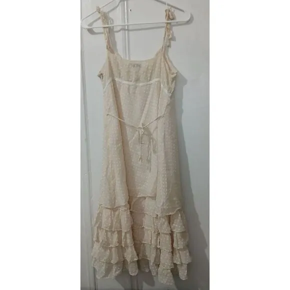 Vtg 90's Sonia forluna women small babyoll peplum 100% silk slip dress cream