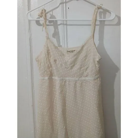 Vtg 90's Sonia forluna women small babyoll peplum 100% silk slip dress cream
