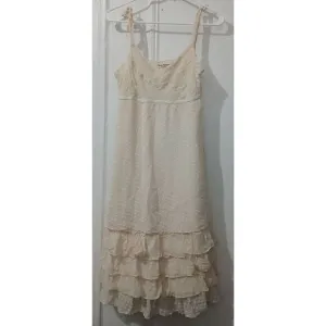 Vtg 90's Sonia forluna women small babyoll peplum 100% silk slip dress cream