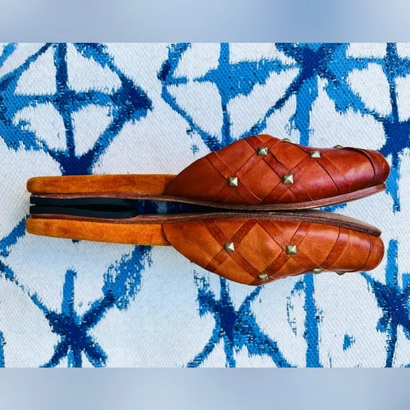 VTG Calleen Cordero Leather Studded Flat Mules