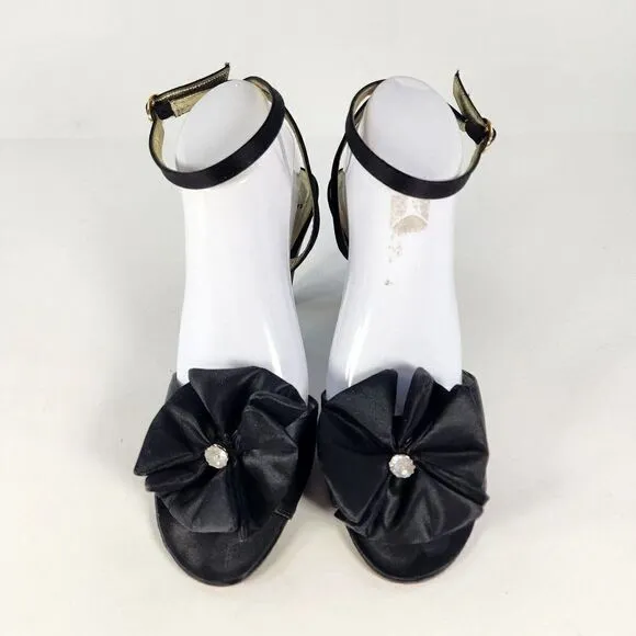 VTG Christian Dior Souliers Ankle Slingback heels US 10 B Pump Sandal Black Shoe