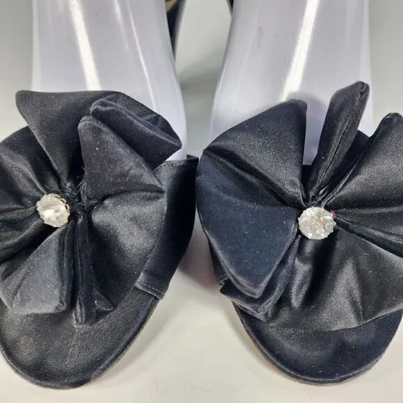 VTG Christian Dior Souliers Ankle Slingback heels US 10 B Pump Sandal Black Shoe
