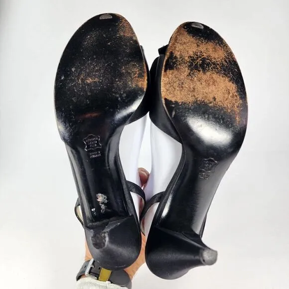 VTG Christian Dior Souliers Ankle Slingback heels US 10 B Pump Sandal Black Shoe