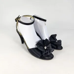 VTG Christian Dior Souliers Ankle Slingback heels US 10 B Pump Sandal Black Shoe