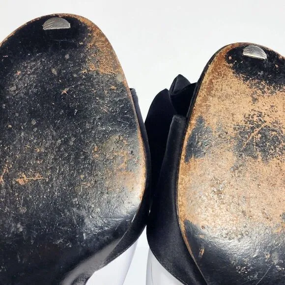 VTG Christian Dior Souliers Ankle Slingback heels US 10 B Pump Sandal Black Shoe