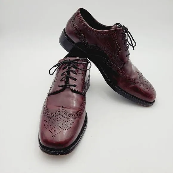 Vtg COLE HAAN Preston Brown Leather Classic Wingtip Oxford Dress Casual Shoes 8M