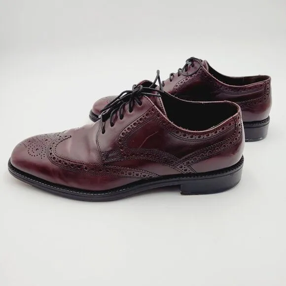 Vtg COLE HAAN Preston Brown Leather Classic Wingtip Oxford Dress Casual Shoes 8M