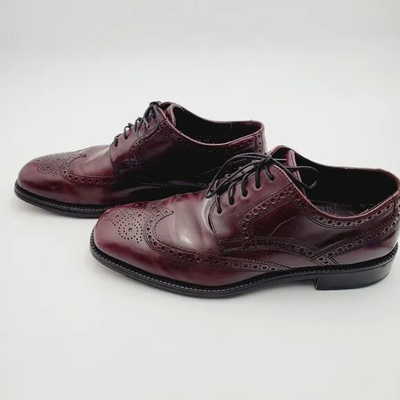 Vtg COLE HAAN Preston Brown Leather Classic Wingtip Oxford Dress Casual Shoes 8M