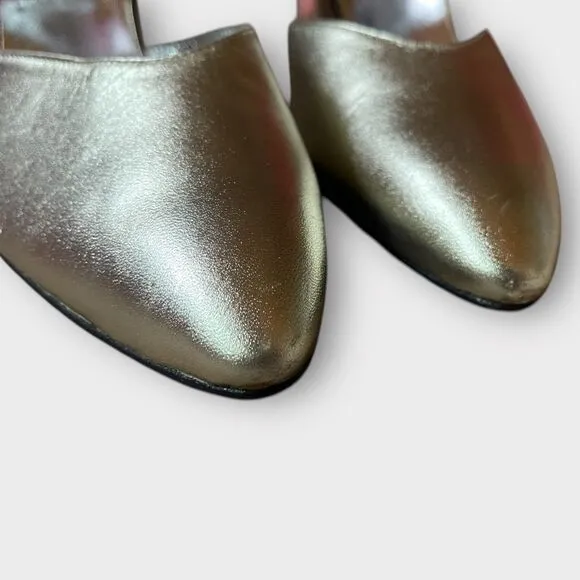 VTG Fred Hayman Beverly Hills Gold Metallic Slingback Heels Sz 5.5 Luxury Prom