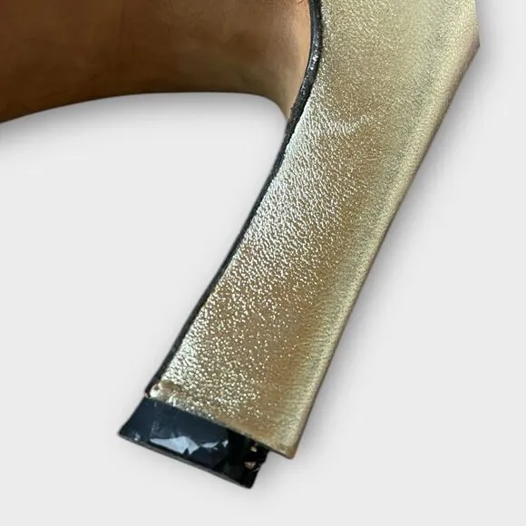 VTG Fred Hayman Beverly Hills Gold Metallic Slingback Heels Sz 5.5 Luxury Prom