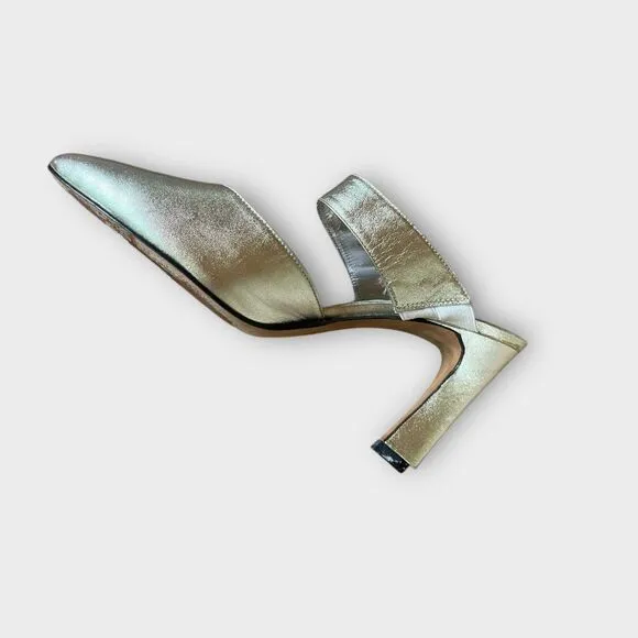 VTG Fred Hayman Beverly Hills Gold Metallic Slingback Heels Sz 5.5 Luxury Prom