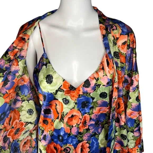 VTG Gold Label Victoria Secret Floral Slip Dress Robe L READ