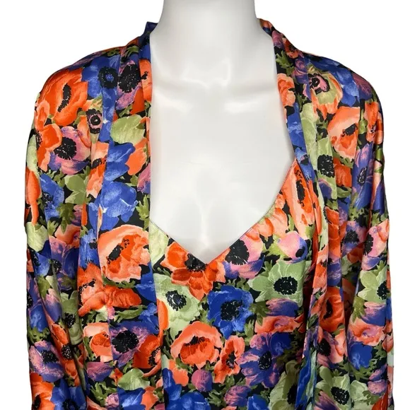 VTG Gold Label Victoria Secret Floral Slip Dress Robe L READ