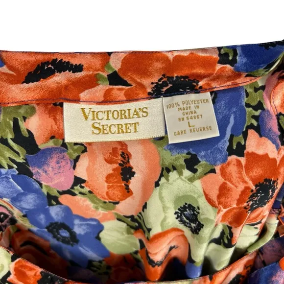 VTG Gold Label Victoria Secret Floral Slip Dress Robe L READ