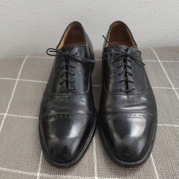 Vtg Johnston &amp; Murphy Aristocraft Cap Toe Leather Oxford Shoes