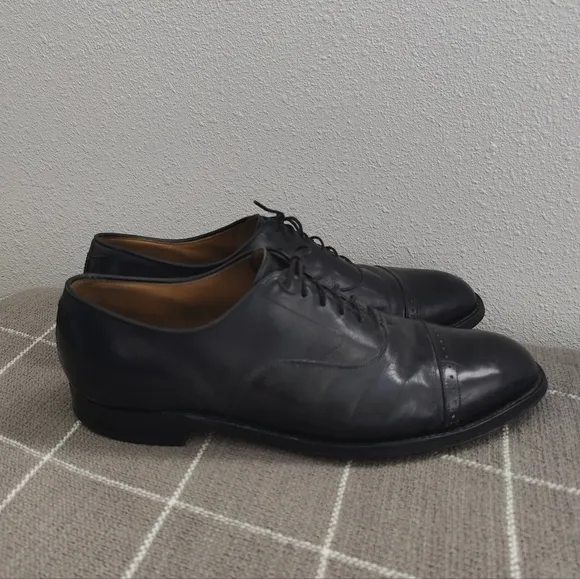 Vtg Johnston &amp; Murphy Aristocraft Cap Toe Leather Oxford Shoes