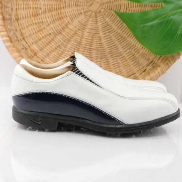 VTG Nike Womens Air Presto Golf Shoe Size 8 White Slip On Soft Spikes Verdana
