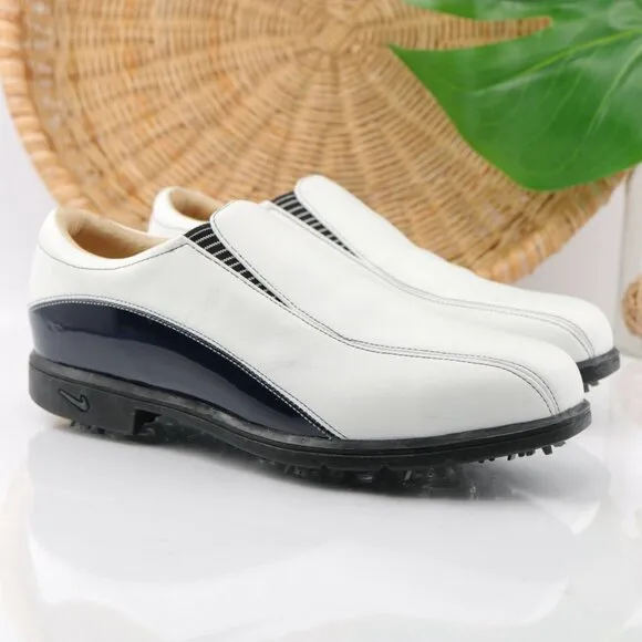 VTG Nike Womens Air Presto Golf Shoe Size 8 White Slip On Soft Spikes Verdana