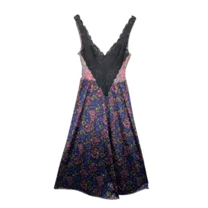 VTG Olga lace top A line floral lace midi slip dress Purple black whimsical sz S