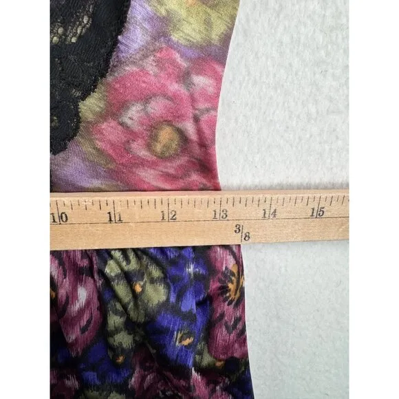 VTG Olga lace top A line floral lace midi slip dress Purple black whimsical sz S