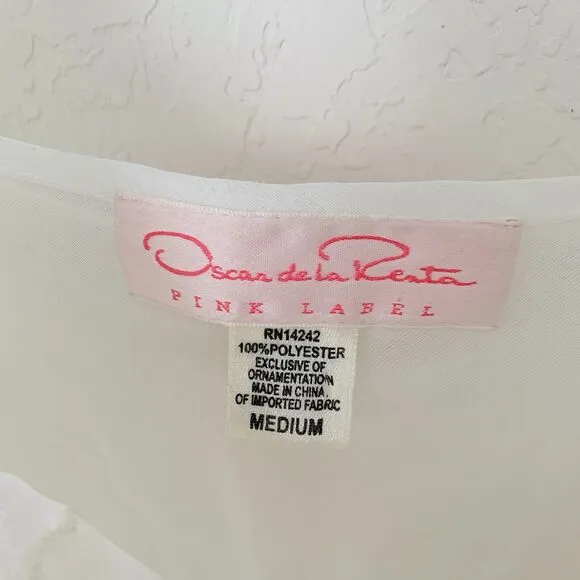 VTG Oscar de la Renta Pink Label Chemise Slip Gown &amp; Robe M Sheer White Bridal