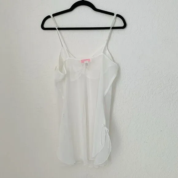 VTG Oscar de la Renta Pink Label Chemise Slip Gown &amp; Robe M Sheer White Bridal