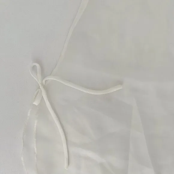 VTG Oscar de la Renta Pink Label Chemise Slip Gown &amp; Robe M Sheer White Bridal