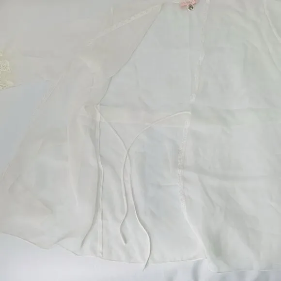VTG Oscar de la Renta Pink Label Chemise Slip Gown &amp; Robe M Sheer White Bridal