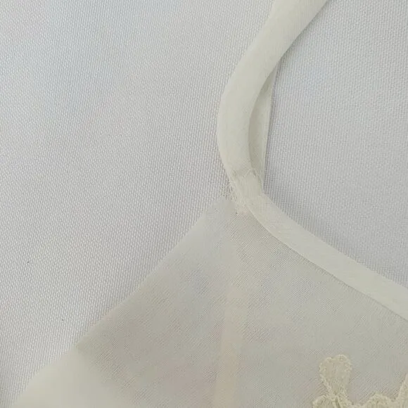 VTG Oscar de la Renta Pink Label Chemise Slip Gown &amp; Robe M Sheer White Bridal