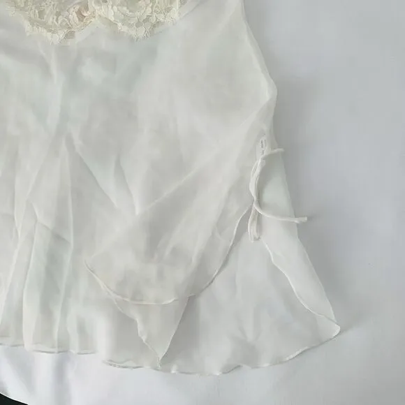 VTG Oscar de la Renta Pink Label Chemise Slip Gown &amp; Robe M Sheer White Bridal