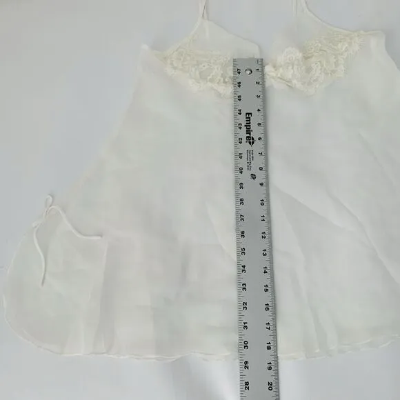 VTG Oscar de la Renta Pink Label Chemise Slip Gown &amp; Robe M Sheer White Bridal
