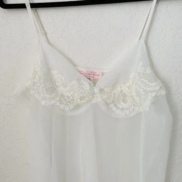 VTG Oscar de la Renta Pink Label Chemise Slip Gown &amp; Robe M Sheer White Bridal