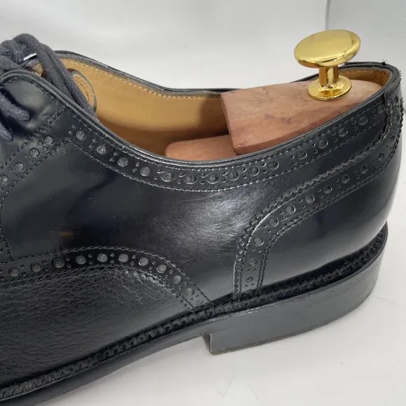 VTG San Remo Men's 9.5D Made in Italy Black Leather Cap Toe Oxford Dress Shoes