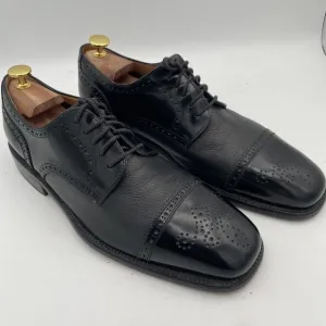 VTG San Remo Men's 9.5D Made in Italy Black Leather Cap Toe Oxford Dress Shoes