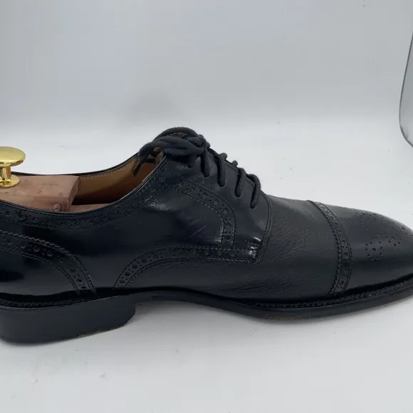 VTG San Remo Men's 9.5D Made in Italy Black Leather Cap Toe Oxford Dress Shoes