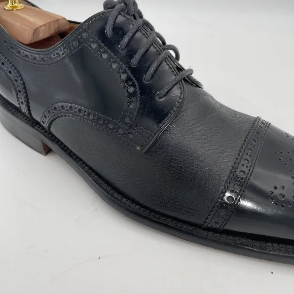 VTG San Remo Men's 9.5D Made in Italy Black Leather Cap Toe Oxford Dress Shoes