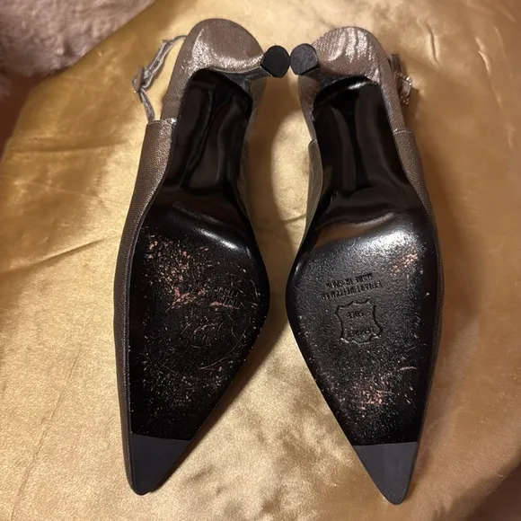 VTG Stuart Weitzman Silver Metallic heels Sz 7.5M