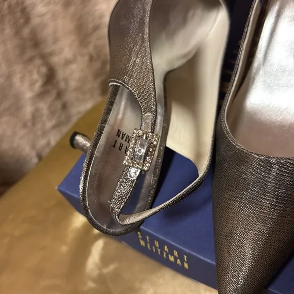 VTG Stuart Weitzman Silver Metallic heels Sz 7.5M
