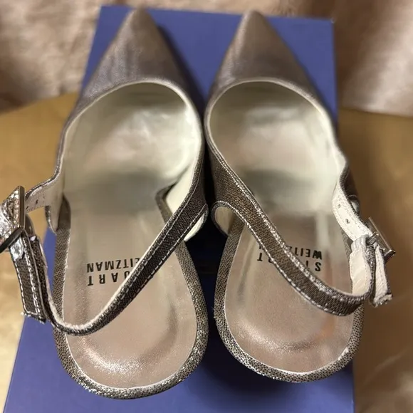 VTG Stuart Weitzman Silver Metallic heels Sz 7.5M