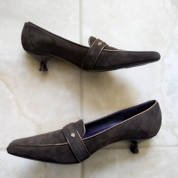 Vtg Victorian Donald Pliner Suede Pointy Heels 7.5