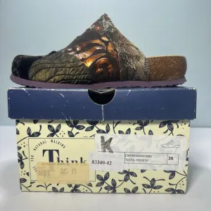 VTG Y2K Think! Size 5.5US 36EU Velvet Brocade Patchwork Clogs Slide Shoe Comfort