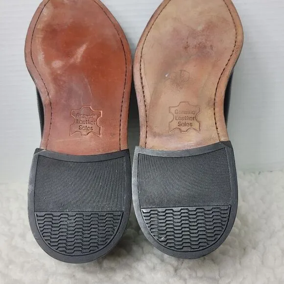 Vtg 90's Sears Oxfords Shoes Mens Size 8Ee Black Leather Wingtip Brogue