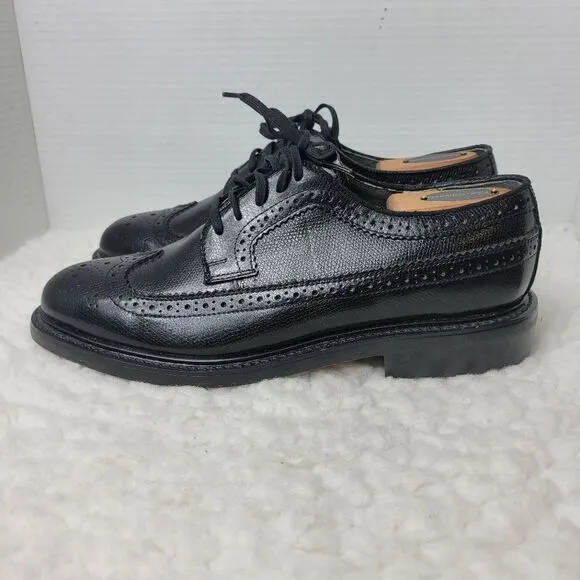 Vtg 90's Sears Oxfords Shoes Mens Size 8Ee Black Leather Wingtip Brogue