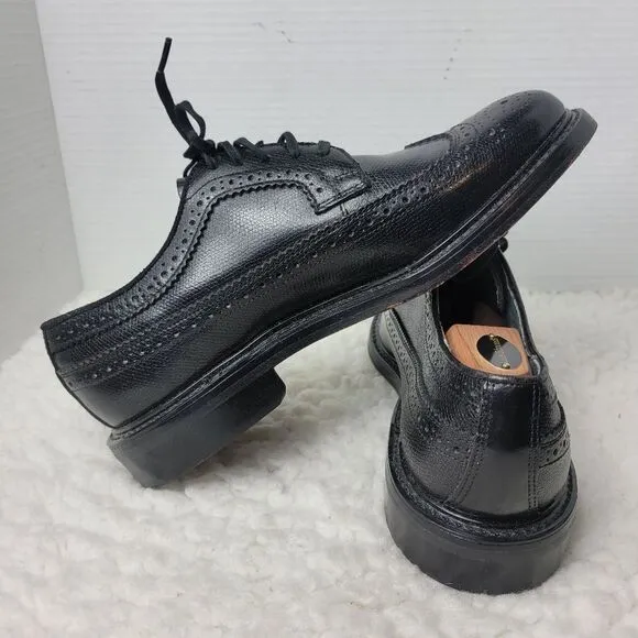 Vtg 90's Sears Oxfords Shoes Mens Size 8Ee Black Leather Wingtip Brogue